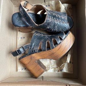 Bedstu Sandals Washed Blue Leather  Size 6-6 1/2 Like New
